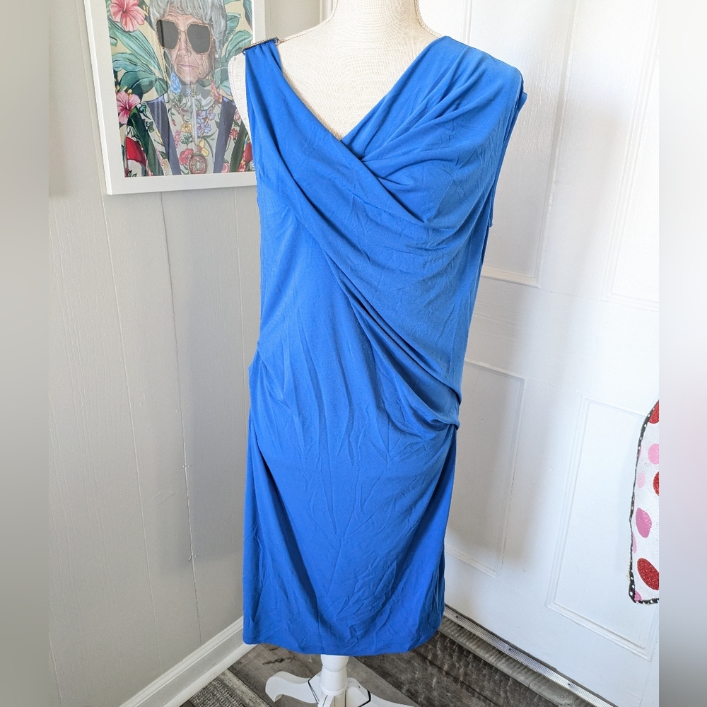 Michael Kors Blue Sleeveless Draped‎ Dress